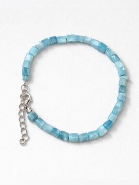 Aquamarine Blue Beaded Bracelet - Women's Adjustable Bracelet